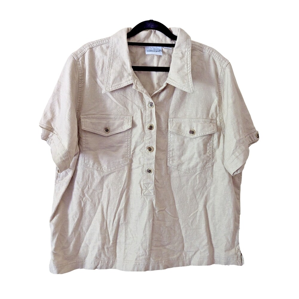 Fashion Bug Beige Button Down Shirt